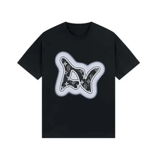 루이비통 남성 블랙 크루넥 반팔티 - Louis vuitton Mens Black Shor… - 1