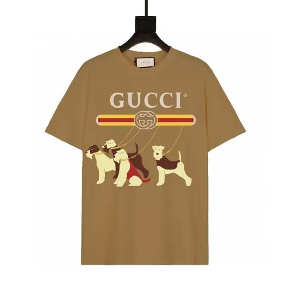 구찌 남/녀 카멜 크루넥 반팔티 - Gucci Unisex Camel Short sleev… - 1