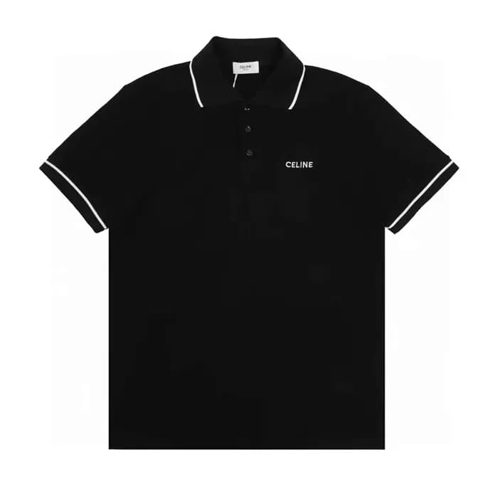 셀린느 남성 블랙 폴로 반팔티 - Celine Mens Black Short sleeved… - 1
