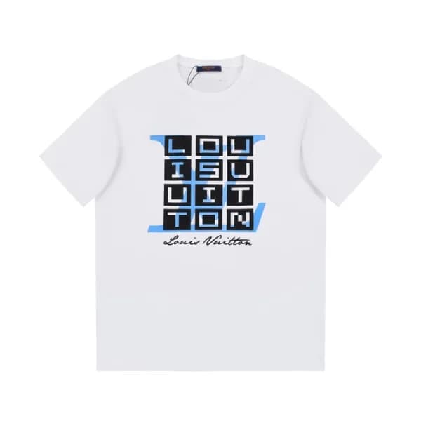루이비통 남성 크루넥 화이트 반팔티 - Louis vuitton Mens White Sho… - 1