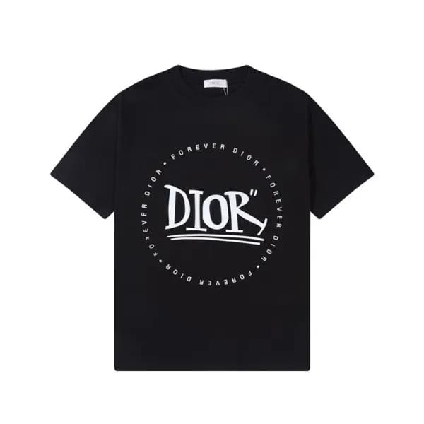 디올 남성 블랙 크루넥 반팔티 - Dior Mens Black Short sleeved T… - 1