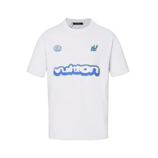 루이비통 남성 크루넥 화이트 반팔티 - Louis vuitton Mens White Sho… - 1
