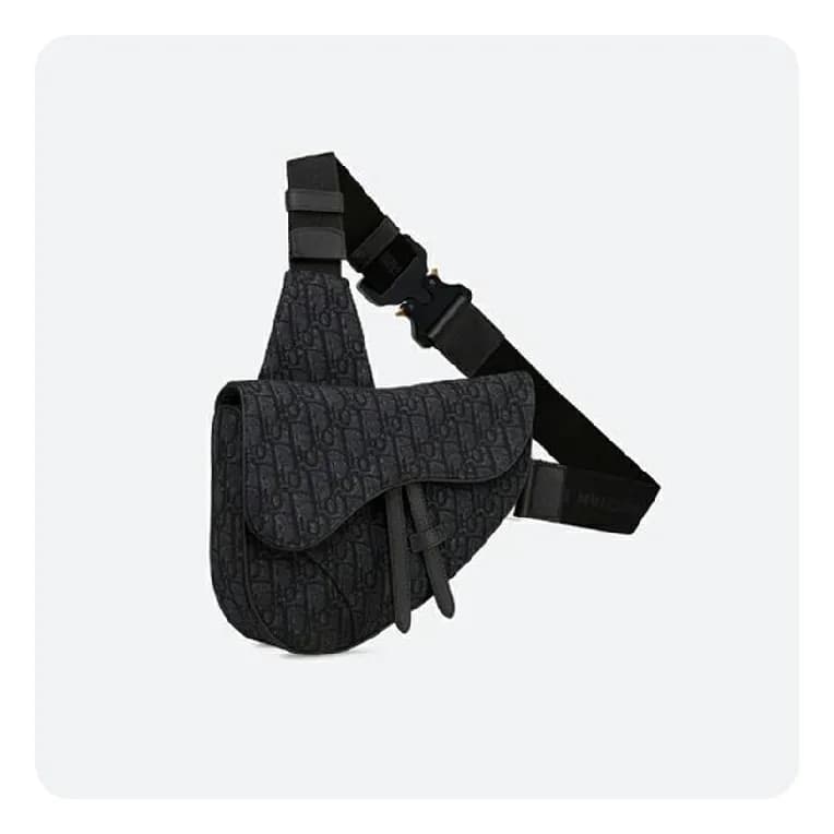 디올 블랙 오블리크 자카드 새들 백- Dior Oblique Jacquard Saddle… - 1