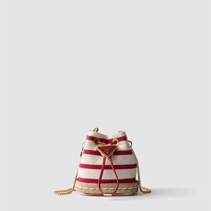 프라다 여성 스트라이프 패브릭 미니 파우치 1NR16H - Prada Womens Stri… - 1