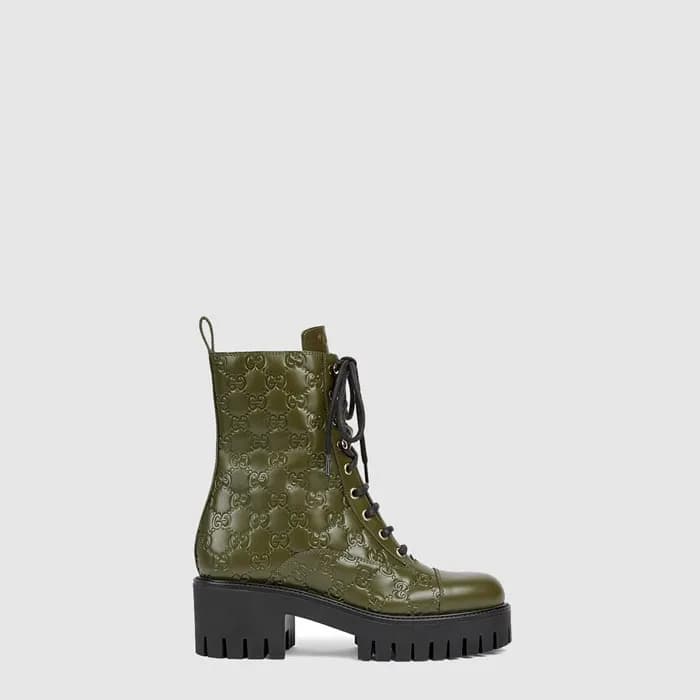 구찌 여성 GG 레이스업 앵클 부츠 - Gucci Womens GG Lace-Up Ankl… - 1