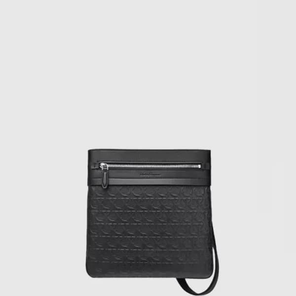 페라가모 남성 간비니 엠보 패턴 크로스 백 - Ferragamo Mens Ganbini E… - 1