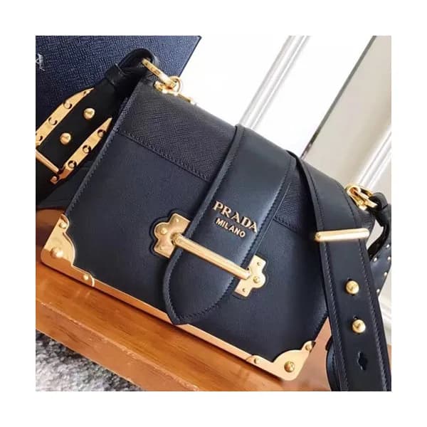 Prada Cahier Leather Shoulder Bag,20cm - 프라다 카이에 레… - 1
