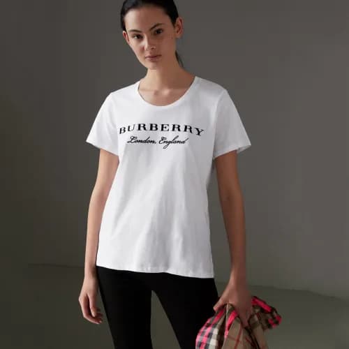 Burberry 2019 Ladies Crew -neck Cotton Short Sleev… - 1