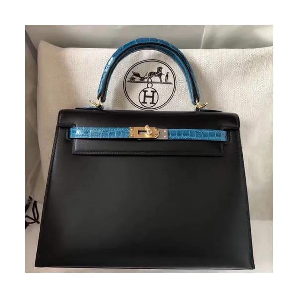 Hermes Kelly Box Leather Tote Shoulder Bag ,25cm -… - 1