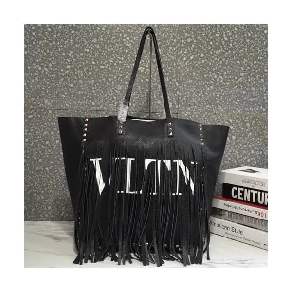 Valentino 2019 Leather Ruckstud Tassel Tote Should… - 1
