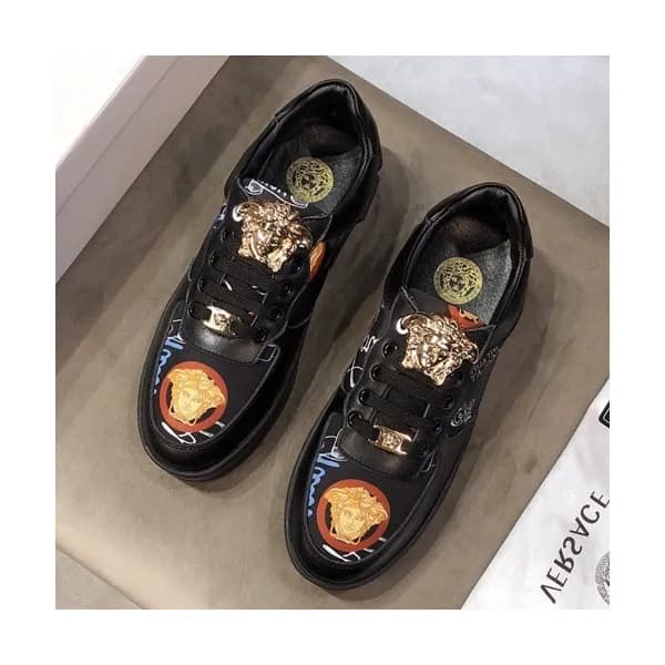 Versace 2019 Mens Leather Sneakers - 베르사체 2019 남성용… - 1