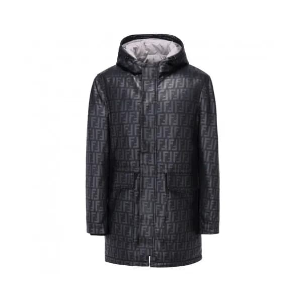 Fendi 2019 Mens Logo Vintage Down Leather Padding … - 1