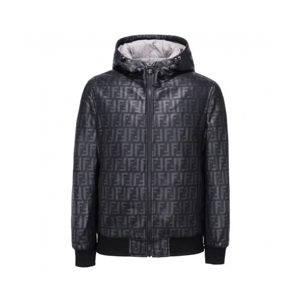 Fendi 2019 Mens Logo Vintage Down Leather Padding … - 1