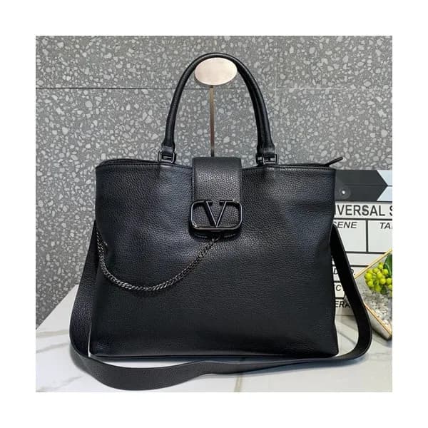 Valentino 2019 Leather Vsling Tote Shoudler Bag,35… - 1