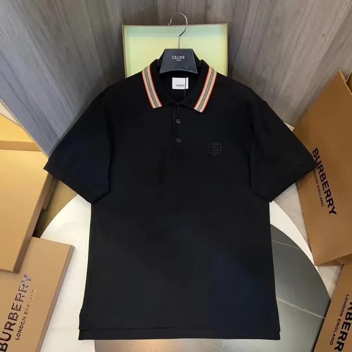버버리 남성 블랙 폴로 반팔티 - Burberry Mens Black Tshirts - b… - 1