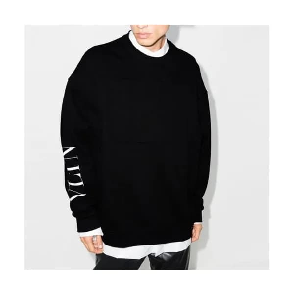 Valentino Mens Big Logo Crew-neck Wool Sweaters B… - 1