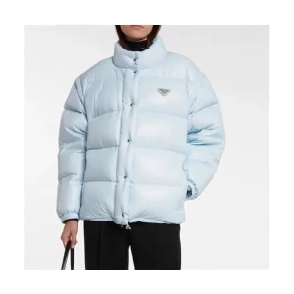 Prada Womens Logo Casual Duck Down Jackets Blue -… - 1