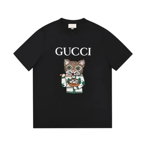 구찌 남자 크루넥 블랙 반팔티 - Unisex Black Tshirts - guc04580… - 1