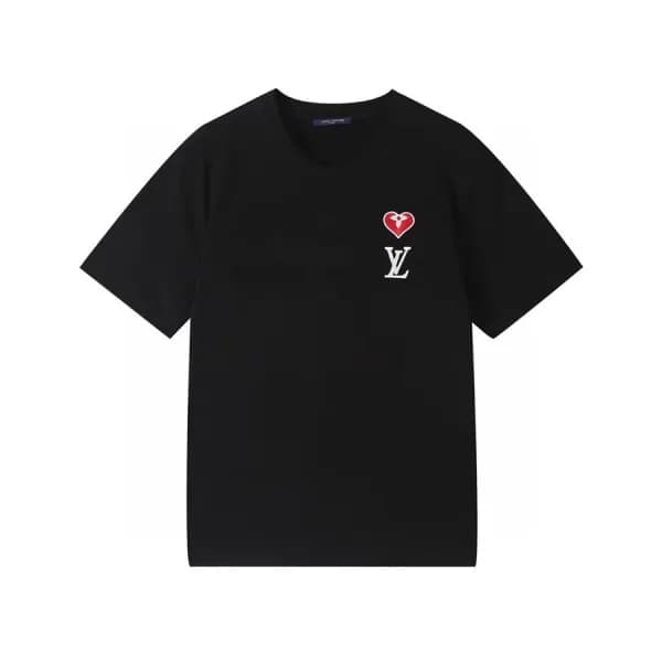 루이비통 남성 크루넥 블랙 반팔티 - Mens Black Tshirts - lou03976… - 1