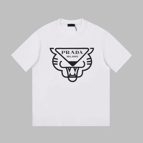 프라다 남성 크루넥 화이트 반팔티 - Mens White Tshirts - Pra02631… - 1
