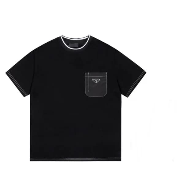 프라다 남성 크루넥 블랙 반팔티 - Mens Black Tshirts - Pra02633x - 1