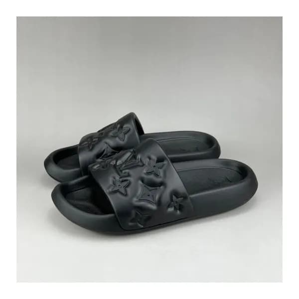 루이비통 남/녀 이니셜 블랙 슬리퍼 - Unisex Black Slippers - lou0… - 1