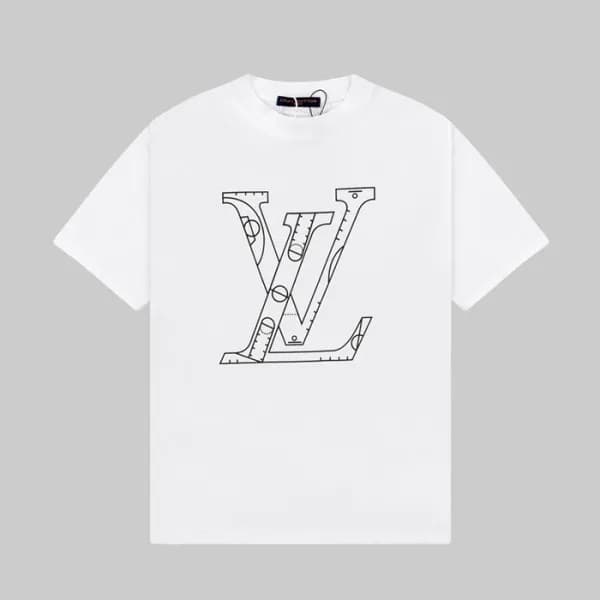 루이비통 남성 화이트 크루넥 반팔티 - Louis vuitton Mens White Sho… - 1
