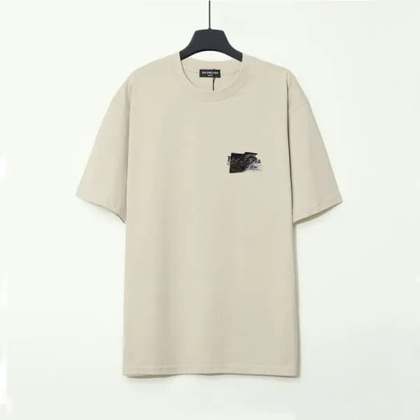 발렌시아가 남/녀 크루넥 베이지 반팔티 - Balenciaga Unisex Beige Sh… - 1