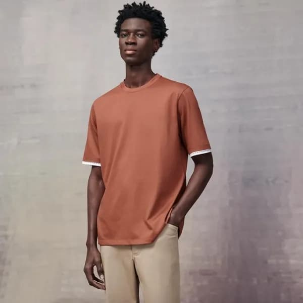 에르메스 남자 크루넥 베이지 반팔티 - Hermes Mens Beige Tshirts -… - 1