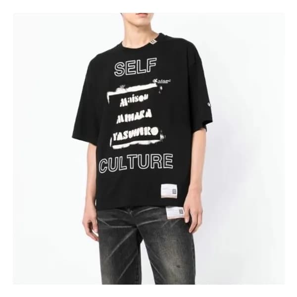 메종마르지엘라 남성 크루넥 블랙 반팔티 - Maison Margiela Mens Black… - 1