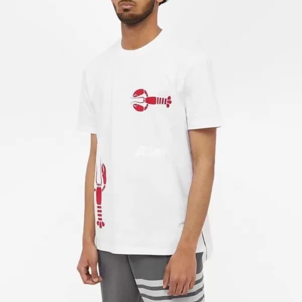 톰브라운 남성 크루넥 화이트 반팔티 - Thom Browne Mens White Tshir… - 1