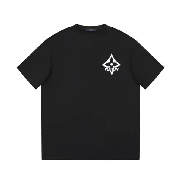 루이비통 남성 블랙 크루넥 반팔티 - Louis vuitton Mens Black Shor… - 1