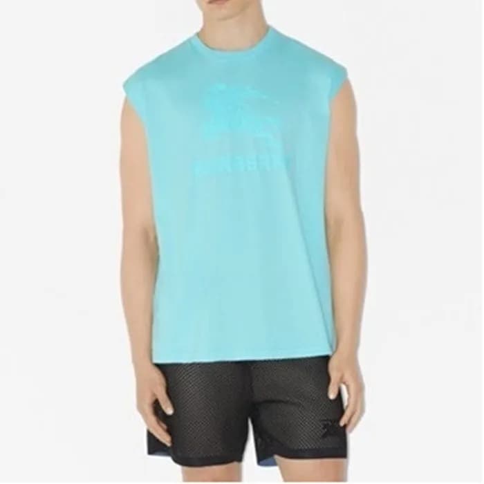 버버리 남성 블루 크루넥 나시 - Burberry Mens Blue Sleeveless T…