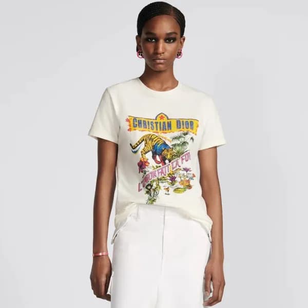 디올 여성 화이트 크루넥 반팔티 - Dior Womens White Short sleeve… - 1