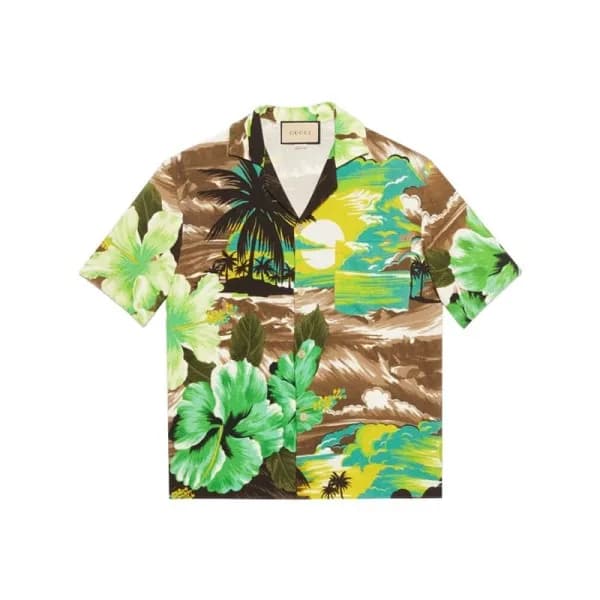 구찌 남성 트렌디 그린 반팔 셔츠 - Gucci Mens Green Short sleeve… - 1