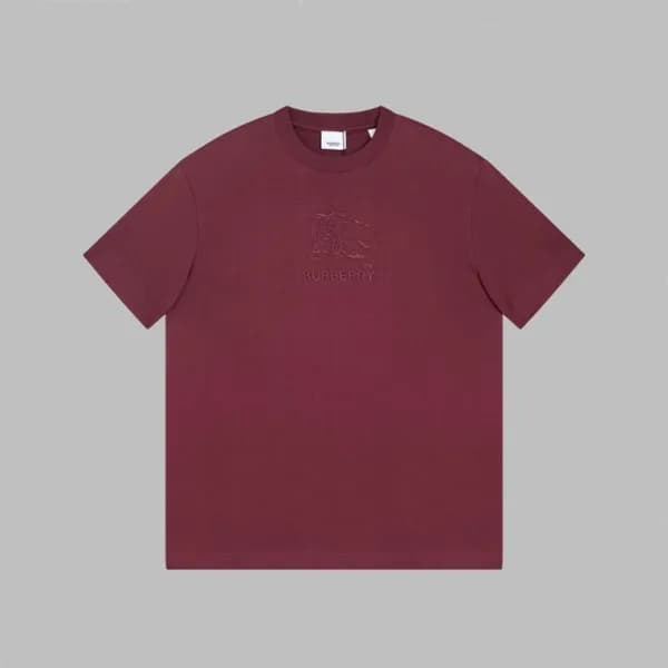 버버리 남성 버건디 크루넥 반팔티 - Burberry Mens Bugundy Short S… - 1