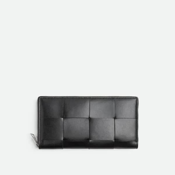 보테가베네타 남성 블랙 지퍼돌이 장지갑 - Bottega Veneta Mens Black … - 1