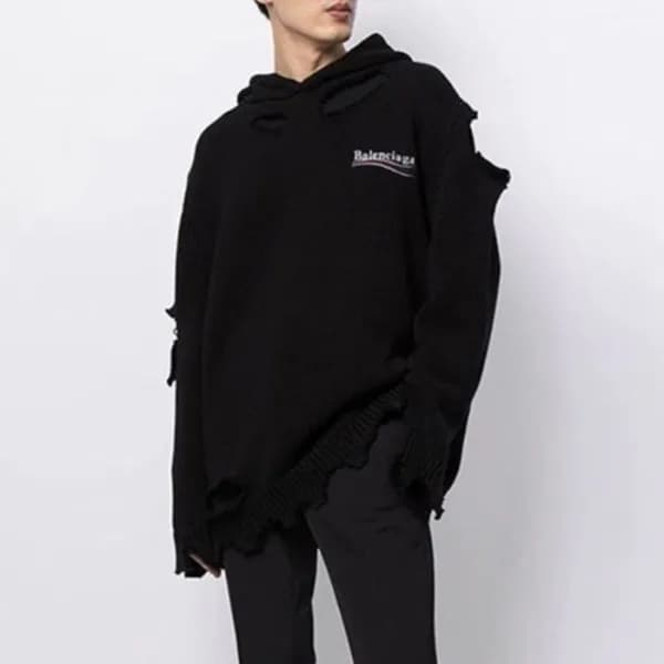 발렌시아가 남/녀 블랙 후드티 - Balenciaga Unisex Black Hoodie … - 1