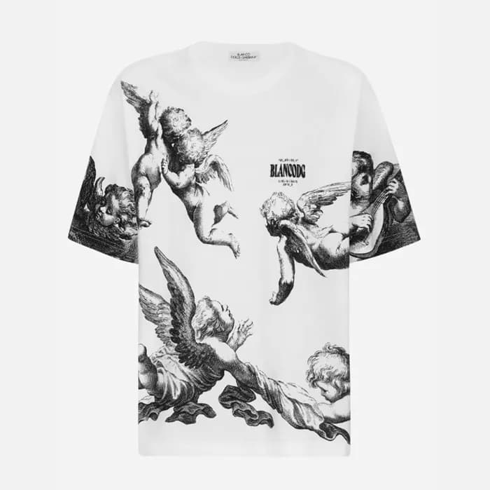돌체앤가바나 남성 화이트 반팔티 - Dolce&Gabbana Mens White Tshir… - 1