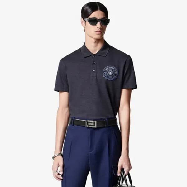 베르사체 남성 블랙 반팔 티셔츠 - Versace Mens Black Tshirts - v… - 1