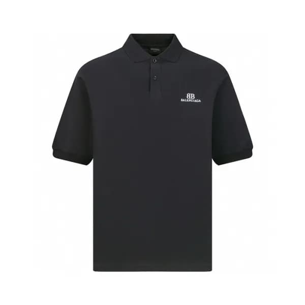 발렌시아가 남성 블랙 반팔 폴로 티셔츠 - Balenciaga Mens Black Tshi… - 1