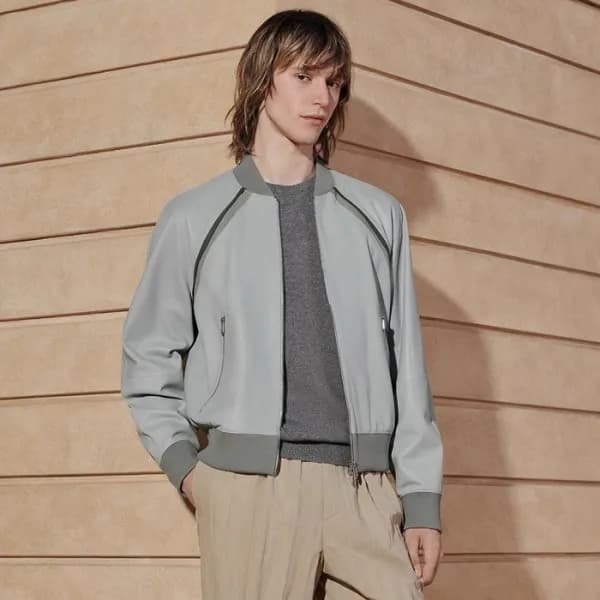 에르메스 남성 그레이 가죽 자켓 - Hermes Mens Gray Jackets - hec… - 1