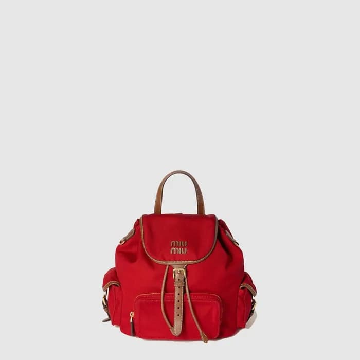 미우미우 여성 캔버스 가죽 백팩 - MiuMiu Womens Canvas Leather B… - 1