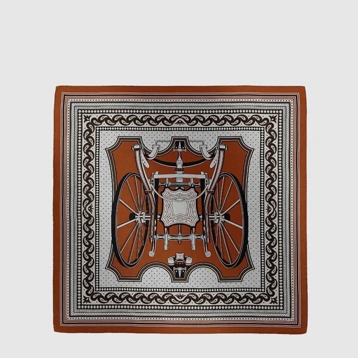 에르메스 여성 레 루 드 파에통 반다나 숄 - Hermes Womens Les Roues de Phaeton Bandana Shawl - acc8910x - 1