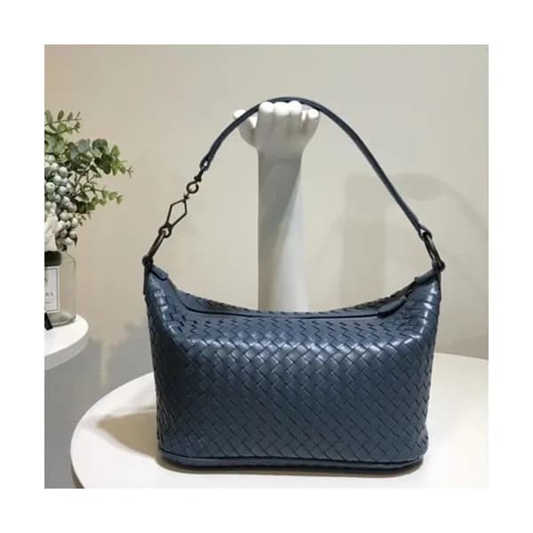 Bottega Veneta Leather Blue Tote Shoulder Bag,27cm… - 1