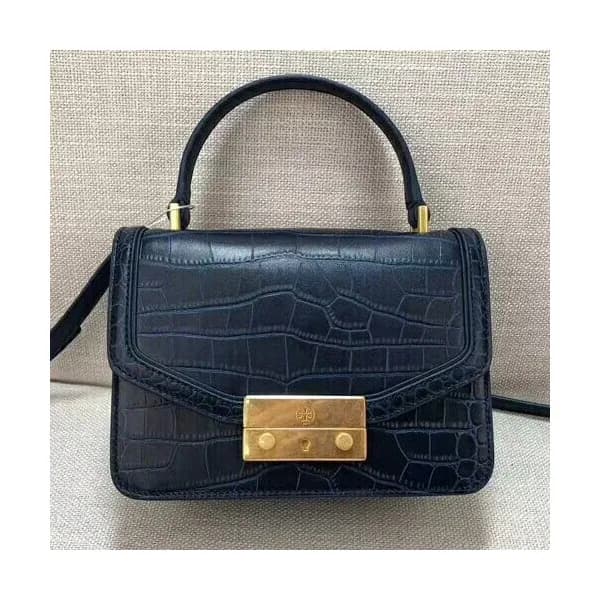 Tory Burch Leather Navy Juliette Top Handle Should… - 1