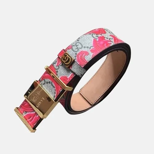 Gucci 2019 Mens Box Logo Steel Buckle Flower Leath… - 1