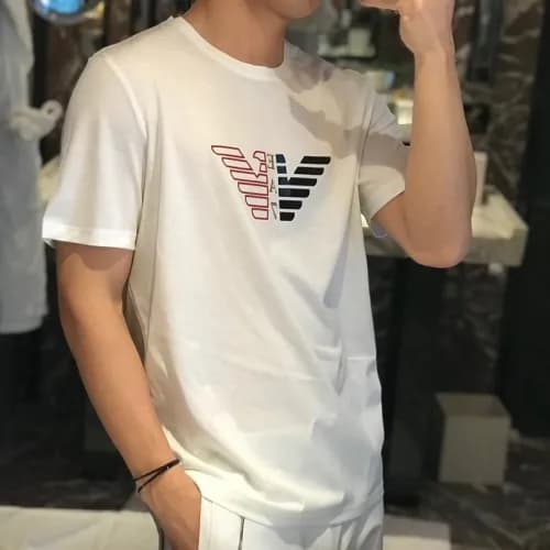 Armani 2019 Mens Logo Cotton Short Tshirt- 알마니 남성 … - 1