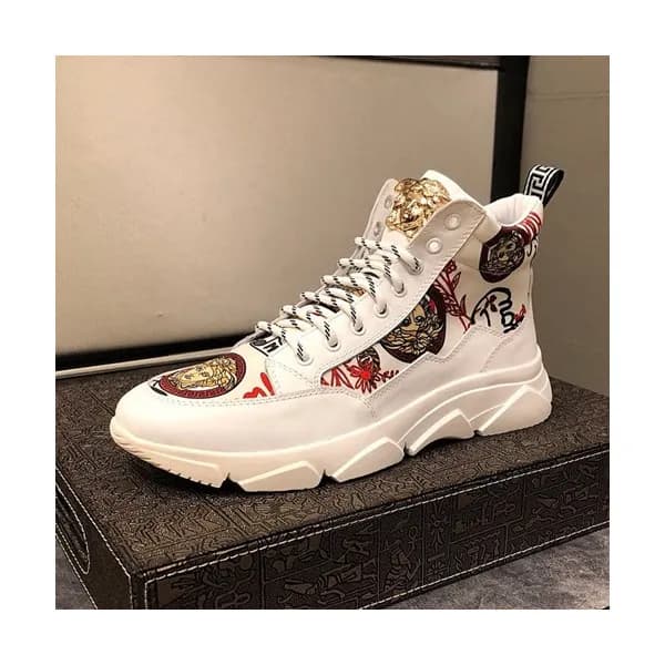 Versace 2019 Mens Leather Sneakers - 베르사체 2019 남성용… - 1