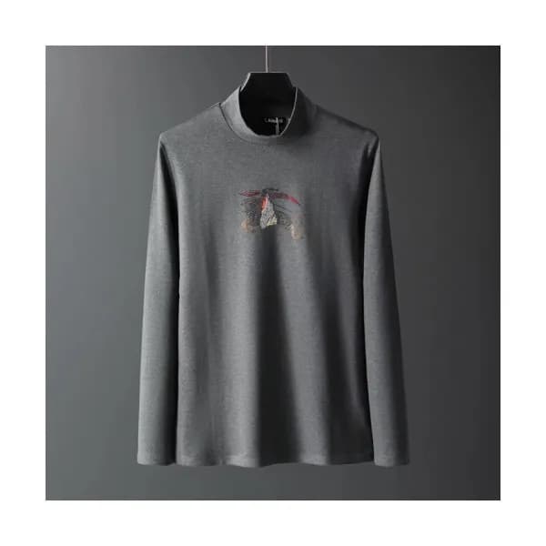 Burberry 2019 Mens Logo Cotton Turtle-neck Tshirt … - 1